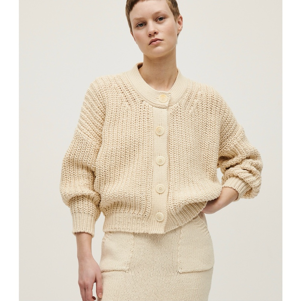 Babaa Cream Button-Up Cardigan